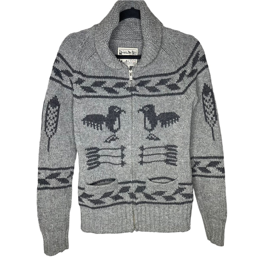 TNA Aritzia Wool Cowichan Tribal Bird Sea to Sky Zip Up Long Sleeve Sweater M/M